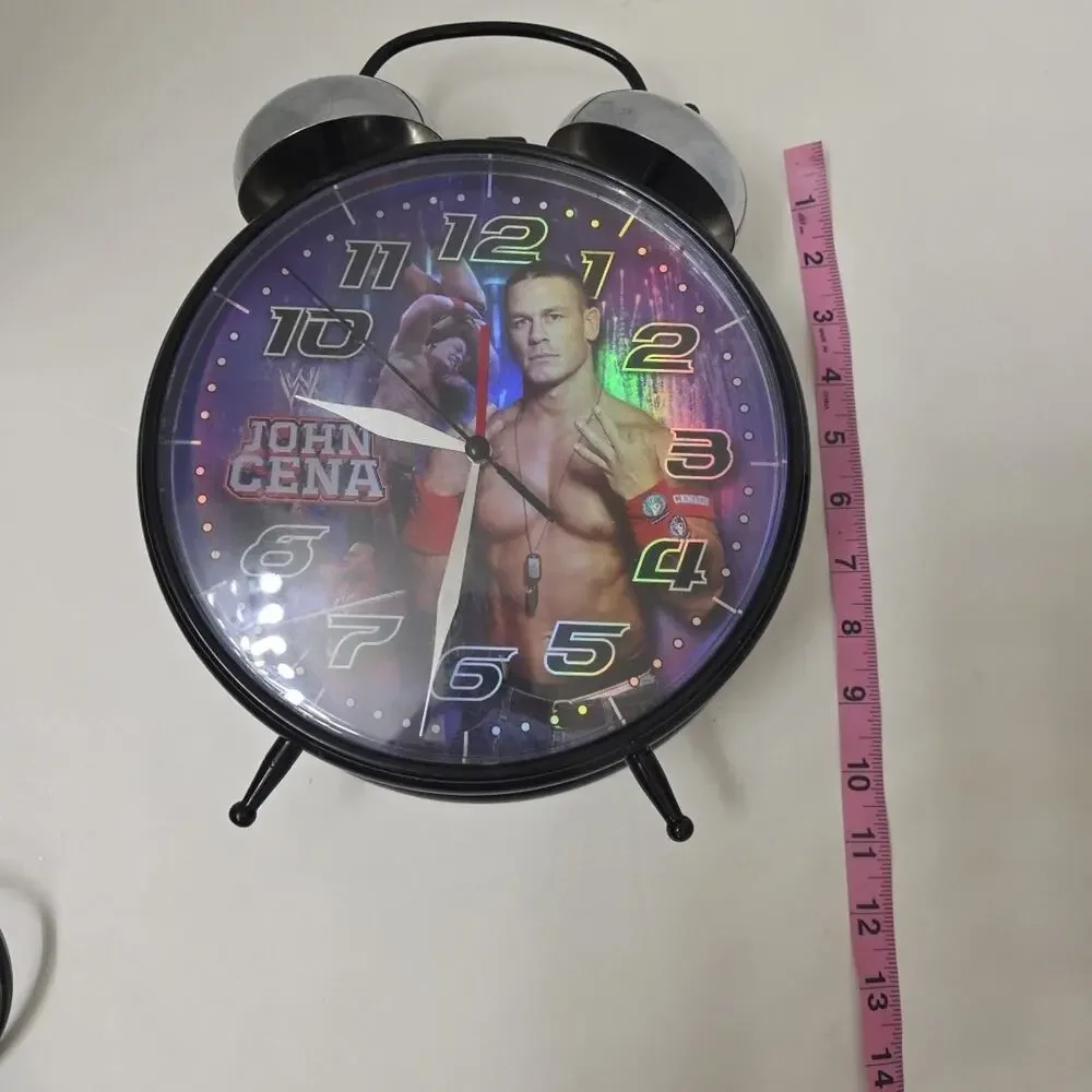 WWE John Cena Alarm Clock Twin Bell Analog Kids Room Wrestling Collectible Large